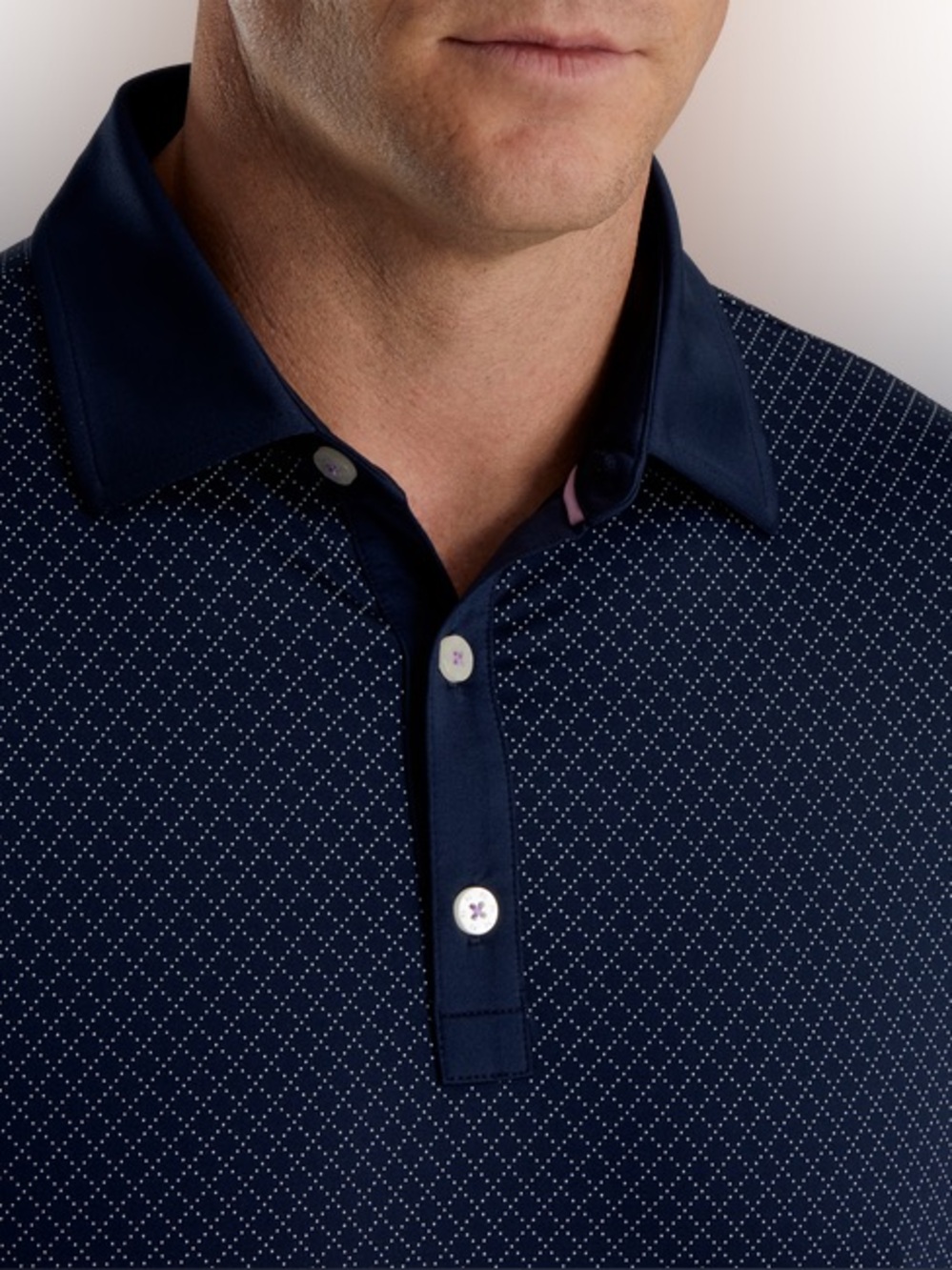 FootJoy | Diamond Dot Print Lisle Self Collar Performance Golf Polo Shirt | XL
